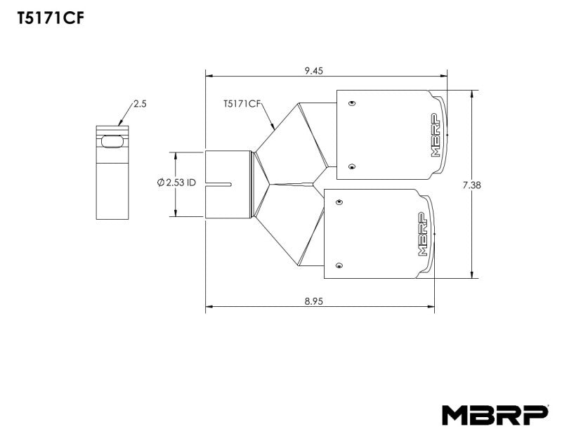 MBRP Universal Carbon Fiber Dual Tip 3.5in OD/2.5in Inlet MBRP Tips