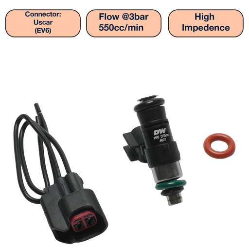 DeatschWerks Universal 550cc Single Fuel Injector / 34mm Length / 14mm O-Ring Seals DeatschWerks Fuel Injectors - Single