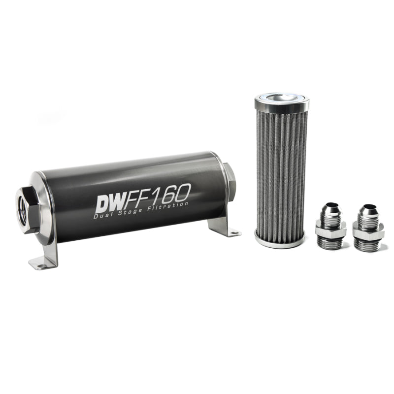 DeatschWerks Stainless Steel 8AN 100 Micron Universal Inline Fuel Filter Housing Kit (160mm) DeatschWerks Fuel Filters