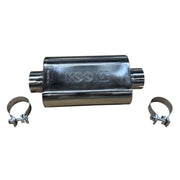 Kooks 3in Oval Clamp In Center/Center Muffler 12in Long Body Polished Stainless Steel Kooks Headers Muffler