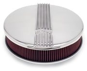 Edelbrock Air Cleaner Classic Series Round Aluminum Top Cloth Element 14In Dia X 3 9In Polished Edelbrock Air Filters - Universal Fit