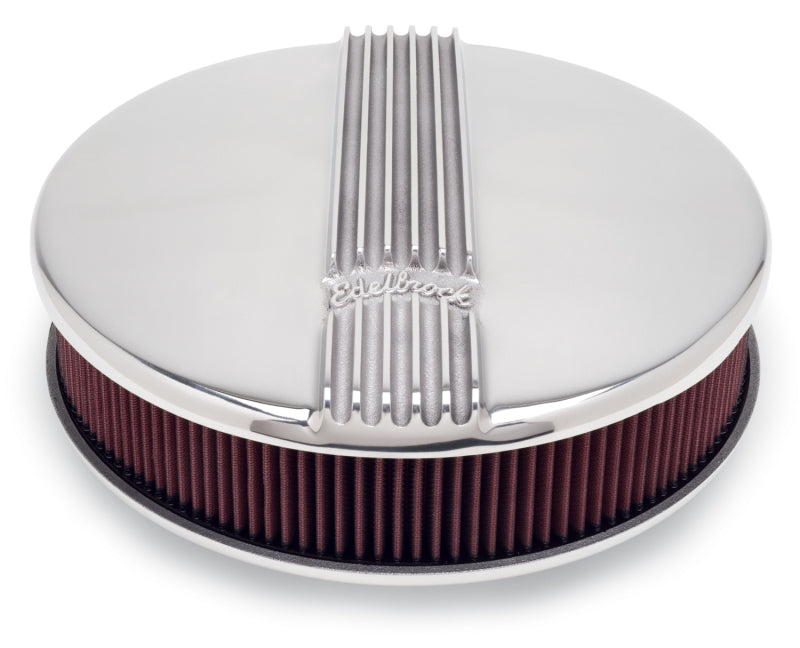 Edelbrock Air Cleaner Classic Series Round Aluminum Top Cloth Element 14In Dia X 3 9In Polished Edelbrock Air Filters - Universal Fit