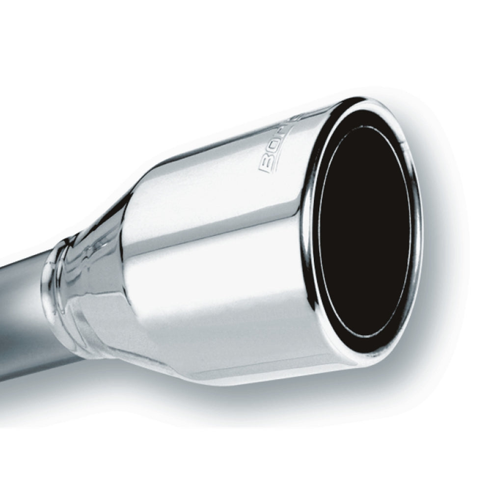 Borla 2.5in Inlet 4.5in Round Rolled Angle Cut Phantom X 7.75in Long Embossed Universal Exhaust Tips 20247