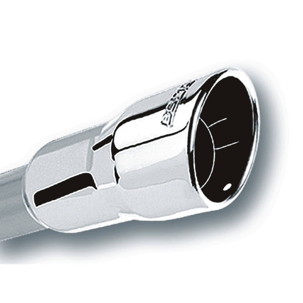 Borla 2.25in Inlet 3.5in Round Rolled Angle Cut Intercooled Outlet x 6.5in Long Embossed Tip 20237