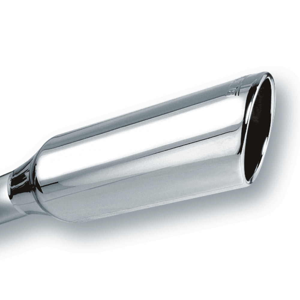 Borla 2.25in Inlet 4in Round Rolled Angle Cut x 12in Long Embossed Exhaust Tip 20245