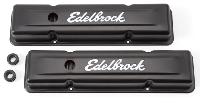 Edelbrock Valve Cover Signature Series Chevrolet 1959-1986 262-400 CI V8 Low Black Edelbrock Valve Covers