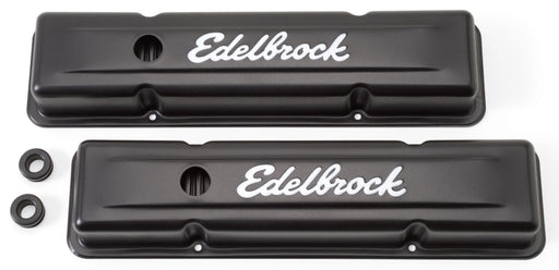 Edelbrock Valve Cover Signature Series Chevrolet 1959-1986 262-400 CI V8 Low Black Edelbrock Valve Covers