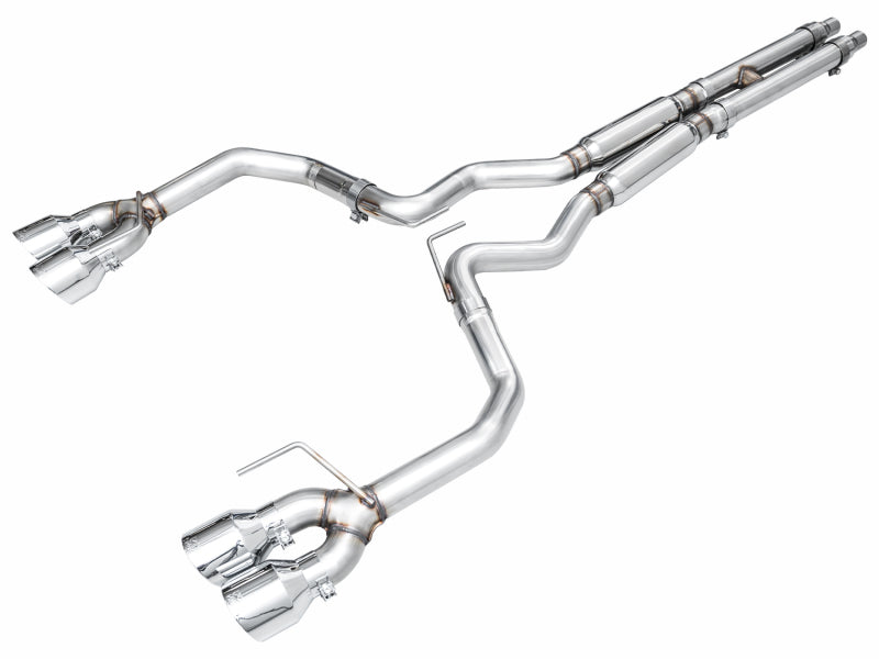 AWE 2024 Ford Mustang Dark Horse S650 RWD Track Edition Cat-Back Exhaust w/ Quad Chrome Silver Tips AWE Tuning Catback