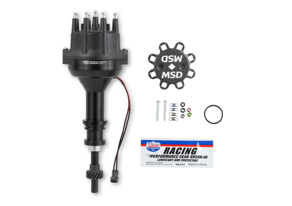 Black Distributor, Ford 351W, Pro-Billet w/Steel Gear