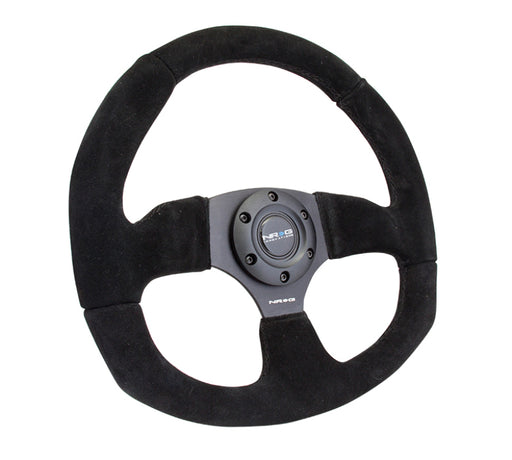 NRG Reinforced Steering Wheel (320mm Horizontal / 330mm Vertical) Black Suede w/Black Stitching NRG Steering Wheels