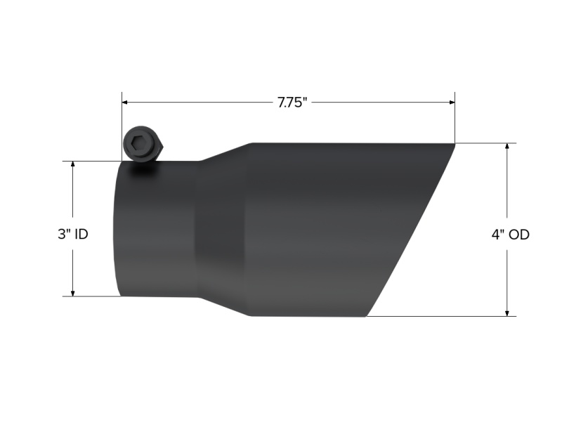 MBRP Tip 3in Round x 4in Inlet OD Dual Walled Angled Black Tip - Fits all 3in Exhausts MBRP Tips