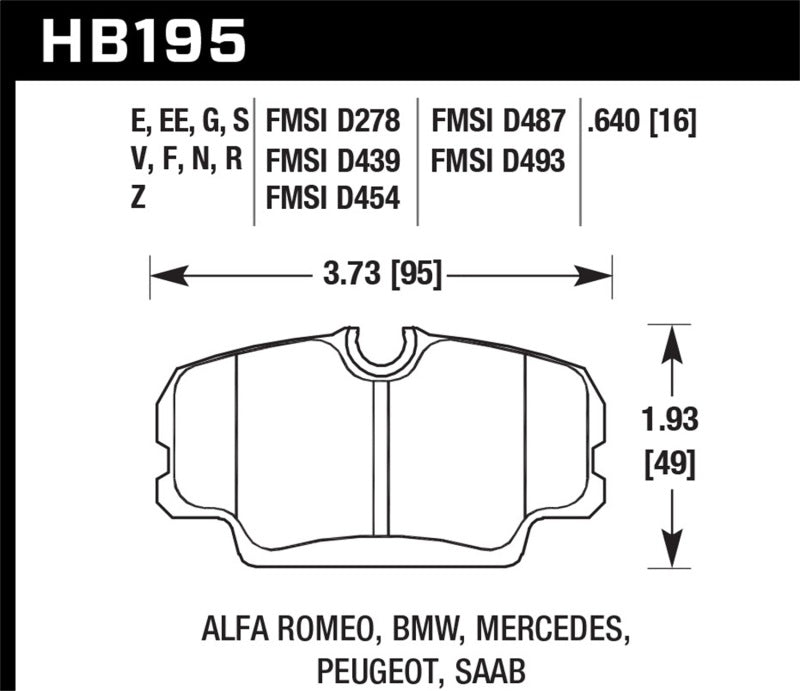 Hawk 86-87 BMW 325 2.7L Base Front ER-1 Brake Pads Hawk Performance Brake Pads - Racing