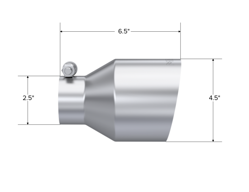 MBRP Universal Stainless Steel Tip 2.5in ID / 4.5in OD Out / 6.5in Length Angle Cut Single Wall MBRP Tips