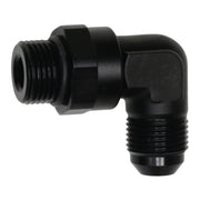 DeatschWerks 8AN ORB Male Swivel to 8AN Male Flare 90-Degree Fitting - Anodized Matte Black DeatschWerks Fittings