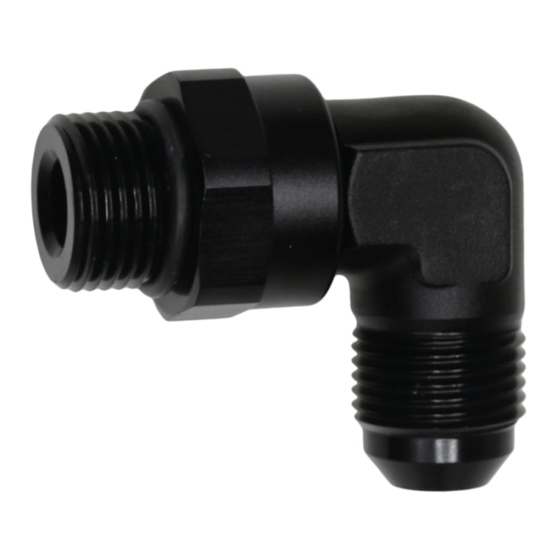 DeatschWerks 8AN ORB Male Swivel to 8AN Male Flare 90-Degree Fitting - Anodized Matte Black DeatschWerks Fittings