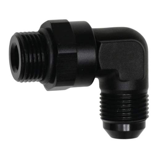 DeatschWerks 8AN ORB Male Swivel to 8AN Male Flare 90-Degree Fitting - Anodized Matte Black DeatschWerks Fittings