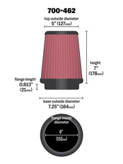 Airaid Universal Air Filter - Cone 6 x 7-1/4 x 5 x 7 Airaid Air Intake Components