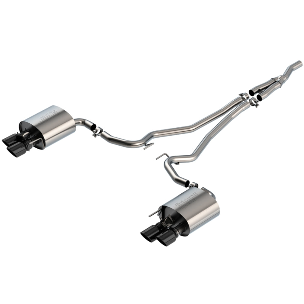 Borla 19-20 Ford Mustang Ecoboost 2.3L 2.25in S-type Exhaust w/ Valves - Black Chrome Tips 140827BC