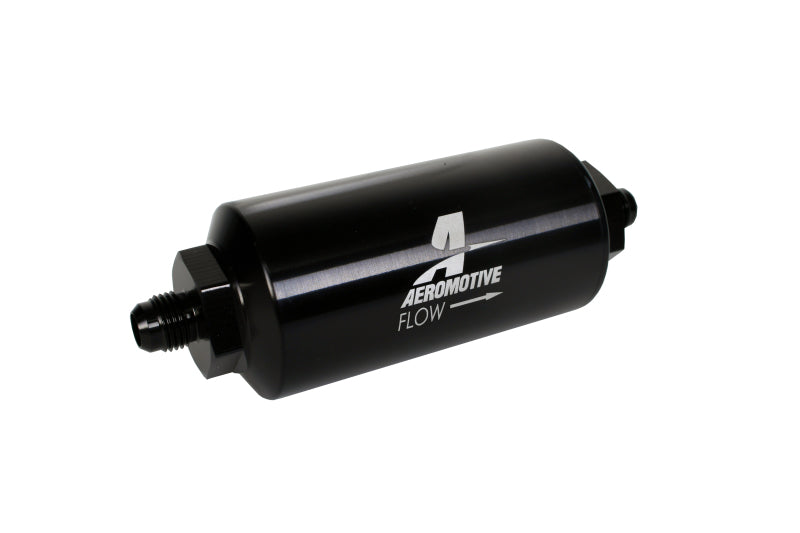 Aeromotive In-Line Filter - (AN-6 Male) 10 Micron Microglass Element Bright Dip Black Finish Aeromotive Fuel Filters