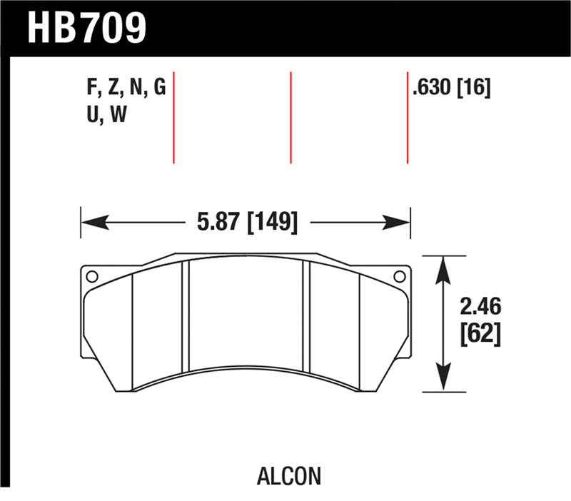 Hawk Performance Alcon Mono 6, Model 4497 DTC-70 Race Brake Pads Hawk Performance Brake Pads - Racing