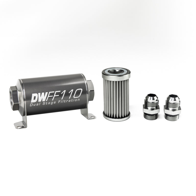 DeatschWerks Stainless Steel 10AN 5 Micron Universal Inline Fuel Filter Housing Kit (110mm) DeatschWerks Fuel Filters