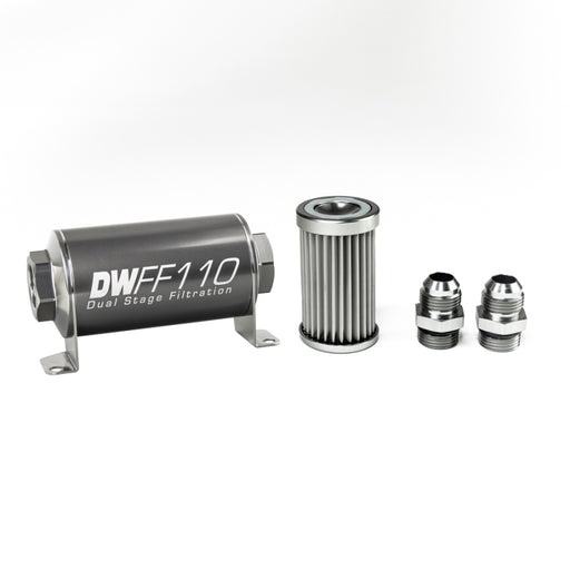 DeatschWerks Stainless Steel 10AN 5 Micron Universal Inline Fuel Filter Housing Kit (110mm) DeatschWerks Fuel Filters