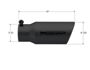 MBRP Universal Tip 4in OD 3in Inlet 10in Length Angled Rolled End Black MBRP Tips