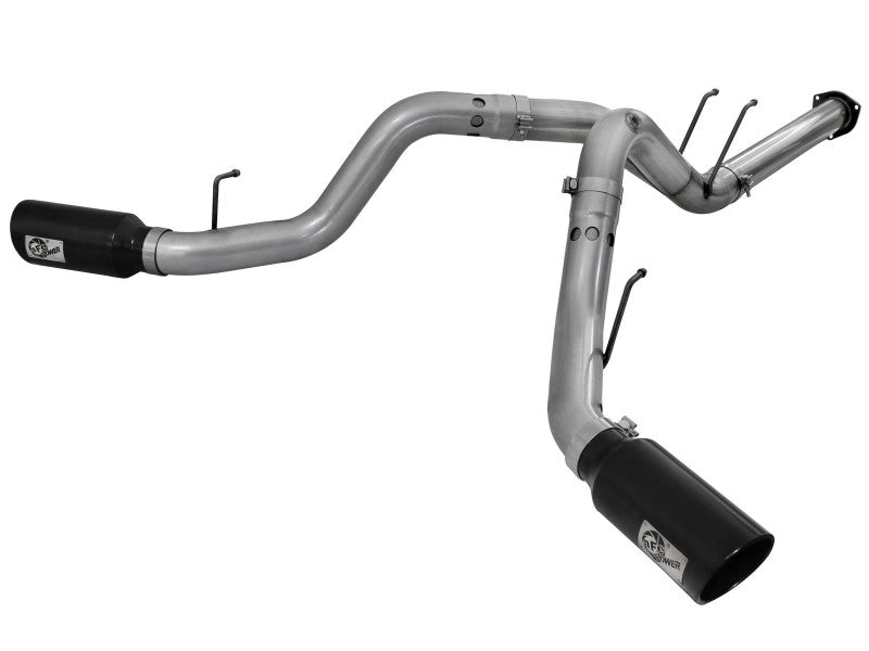 aFe Large Bore-HD 4in 409 Stainless Steel DPF-Back Exhaust w/Black Tip 15-16 Ford Diesel V8 Trucks aFe DPF Back