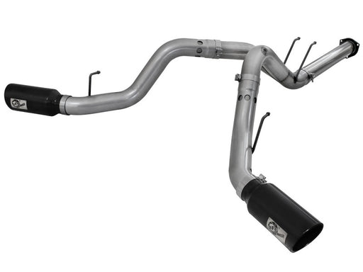 aFe Large Bore-HD 4in 409 Stainless Steel DPF-Back Exhaust w/Black Tip 15-16 Ford Diesel V8 Trucks aFe DPF Back