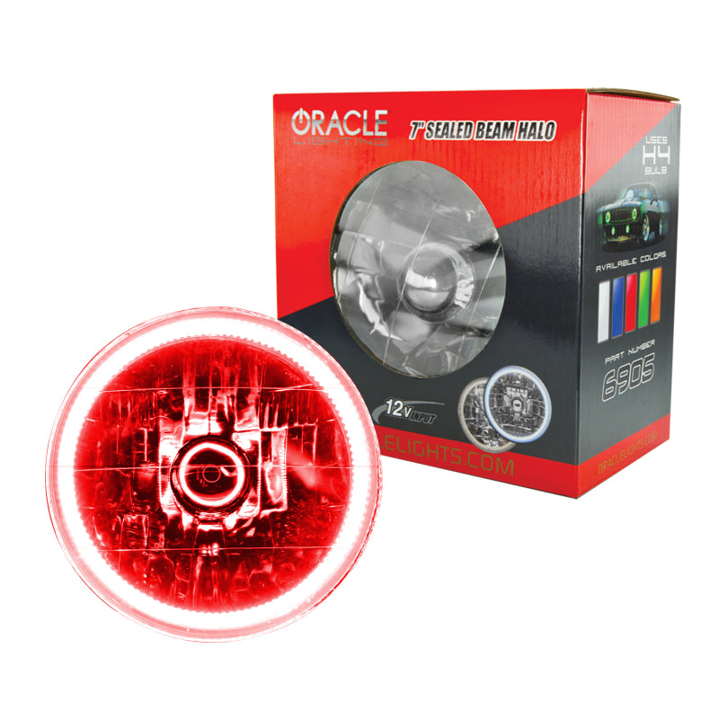 Oracle Pre-Installed Lights 7 IN. Sealed Beam - Red Halo ORACLE Lighting Headlights
