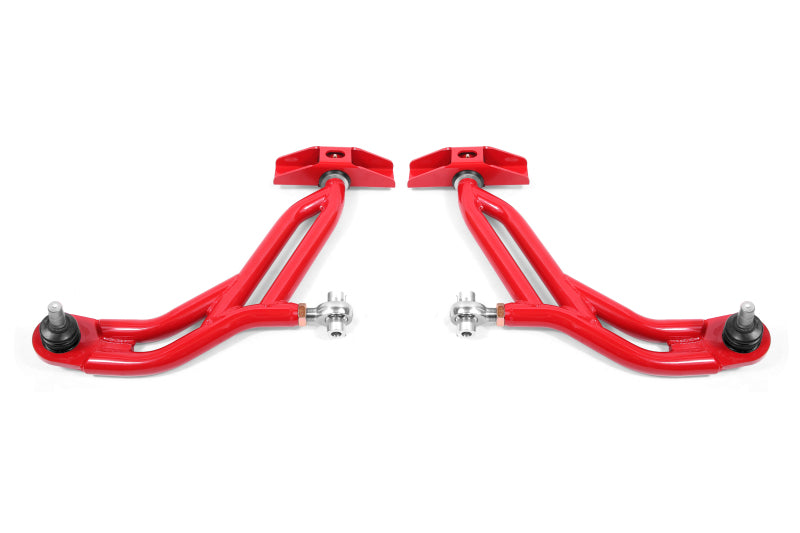 BMR 10-14 Ford Mustang Adj. Lower A-Arms w/ Delrin/Rod End / 18mm Tall Ball Joint - Red BMR Suspension Control Arms