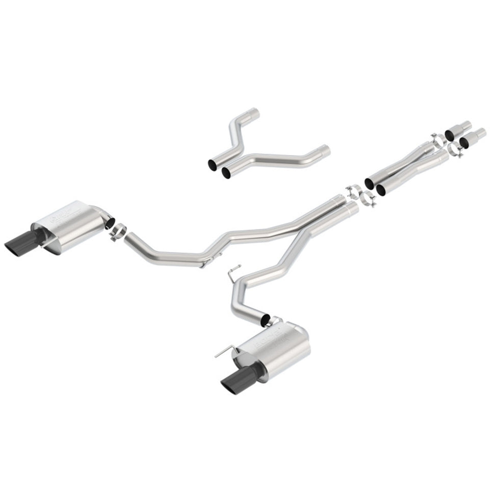 Borla Atak Cat-Back 15-17 Ford Mustang GT 5.0L V8 MT/AT 3in pipe 4in Black Chrome Tips 140630BC