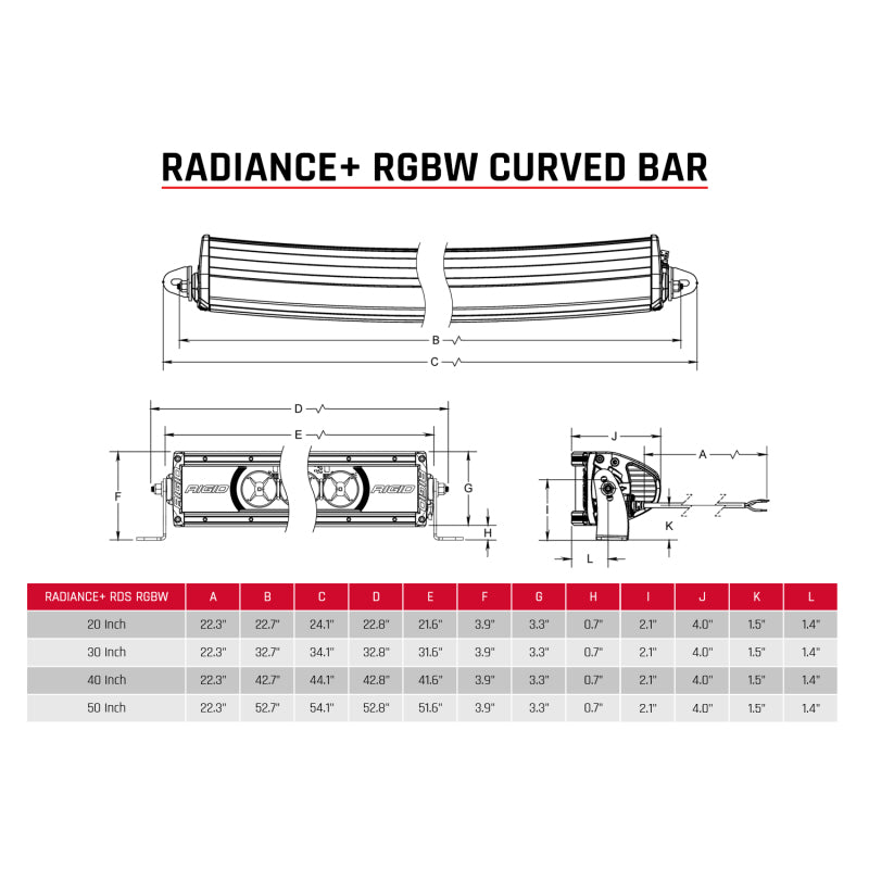 Rigid Industries Radiance+ Curved 30in. RGBW Light Bar Rigid Industries Light Bars & Cubes