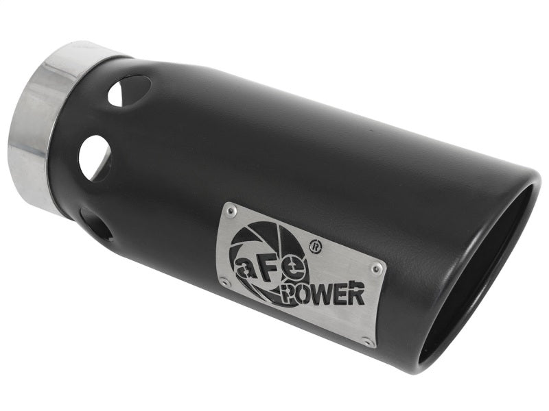 aFe Power Intercooled Tip Stainless Steel - Black 4in In x 5in Out x 12in L Bolt-On aFe Tips