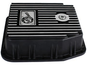 aFe POWER Transmission Pan Ford Trucks 80-92 (AOD Transmission)- Black w/ Machined Fins aFe Diff Covers