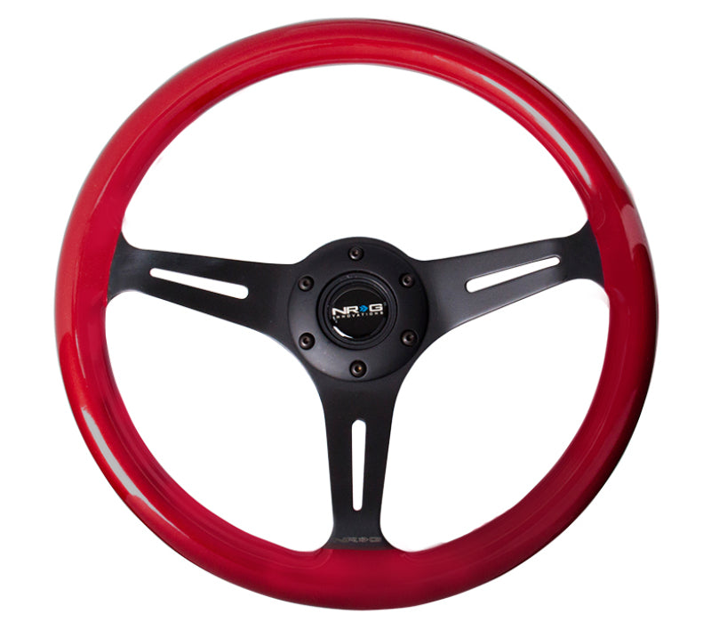 NRG Classic Wood Grain Steering Wheel (350mm) Red Pearl/Flake Paint w/Black 3-Spoke Center NRG Steering Wheels