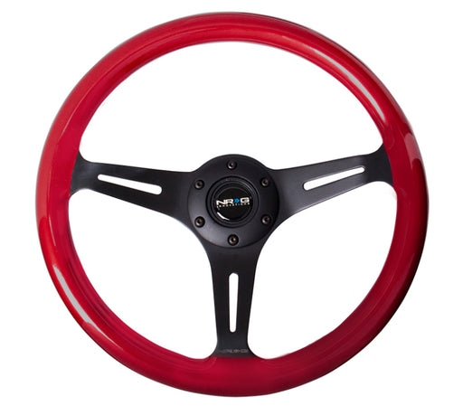 NRG Classic Wood Grain Steering Wheel (350mm) Red Pearl/Flake Paint w/Black 3-Spoke Center NRG Steering Wheels