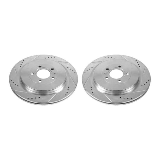 Power Stop 13-14 Ford Mustang Rear Evolution Drilled & Slotted Rotors - Pair PowerStop Brake Rotors - Slot & Drilled