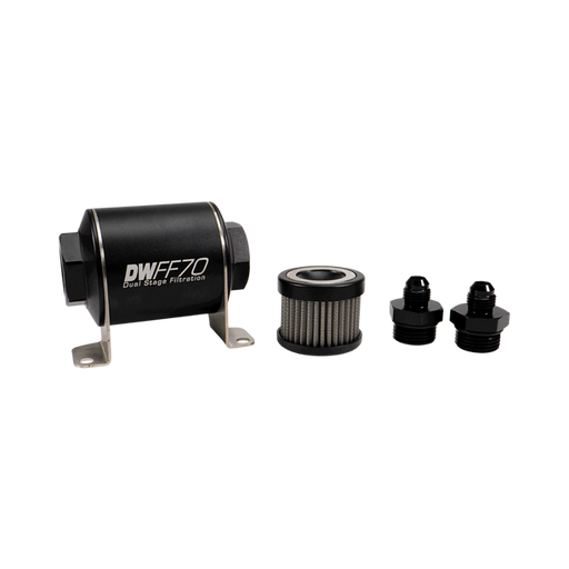 DeatschWerks Stainless Steel 6AN 10 Micron Universal Inline Fuel Filter Housing Kit (70mm) DeatschWerks Fuel Filters