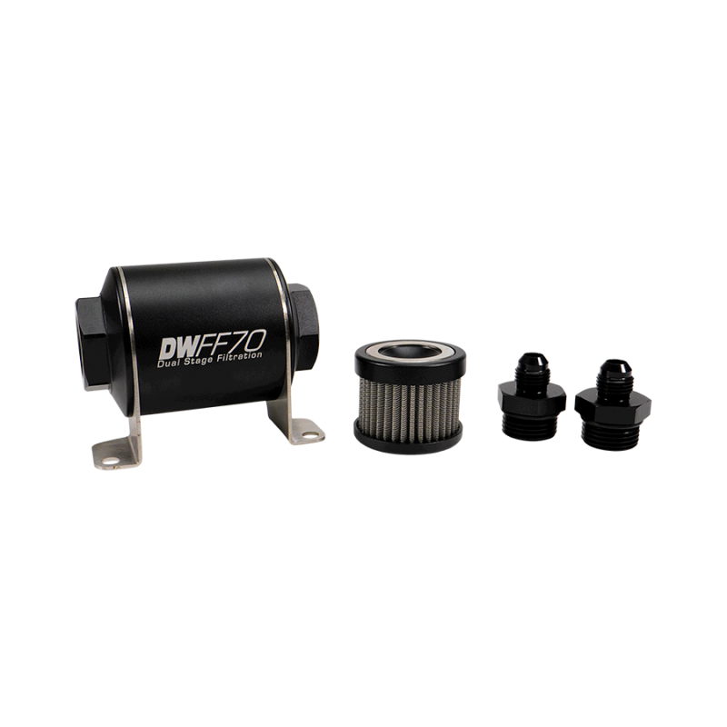 DeatschWerks Stainless Steel 6AN 40 Micron Universal Inline Fuel Filter Housing Kit (70mm) DeatschWerks Fuel Filters