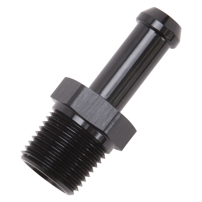 Edelbrock Hose End Straight 3/8In NPT to 3/8In Barb Black Anodize Edelbrock Fittings