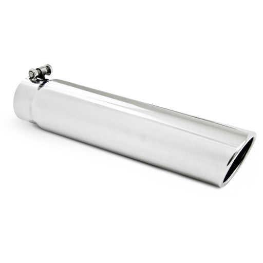 MBRP Universal Tip 3.5in OD 3in Inlet 16in L Angled Cut Rolled End Clampless-No Weld T304 MBRP Steel Tubing