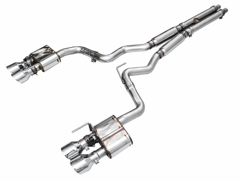 AWE 2024 Ford Mustang GT Fastback S650 RWD SwitchPath Cat-Back Exhaust w/ Quad Chrome Silver Tips AWE Tuning Catback