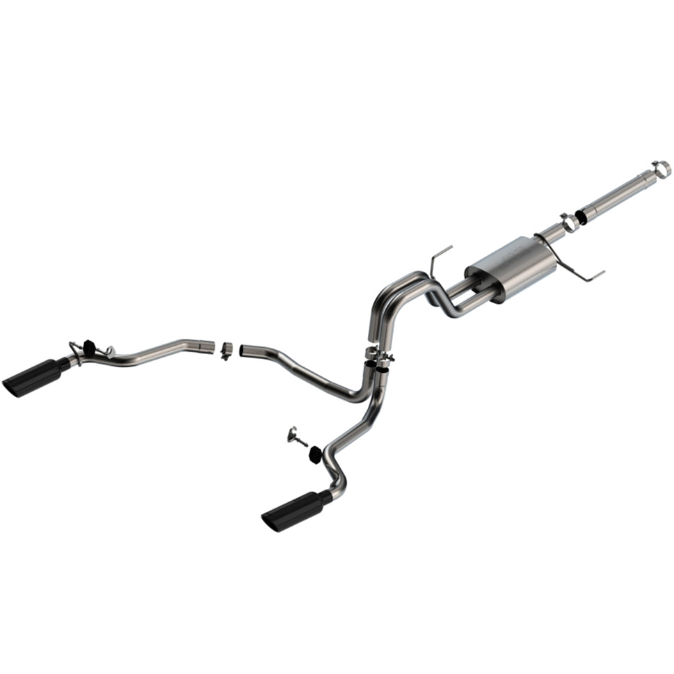 Borla 21-22 F-150 Powerboost 3.5L V6 2WD & 4WD 4DR 3in, 2.25in S-TYPE Catback w/ Black Chrome Tips 140903BC