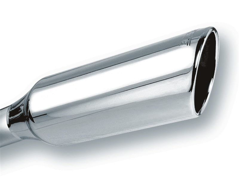 Borla 2.25in Inlet 4in Round Rolled Angle Cut x 12in Long Embossed Exhaust Tip Borla Tips