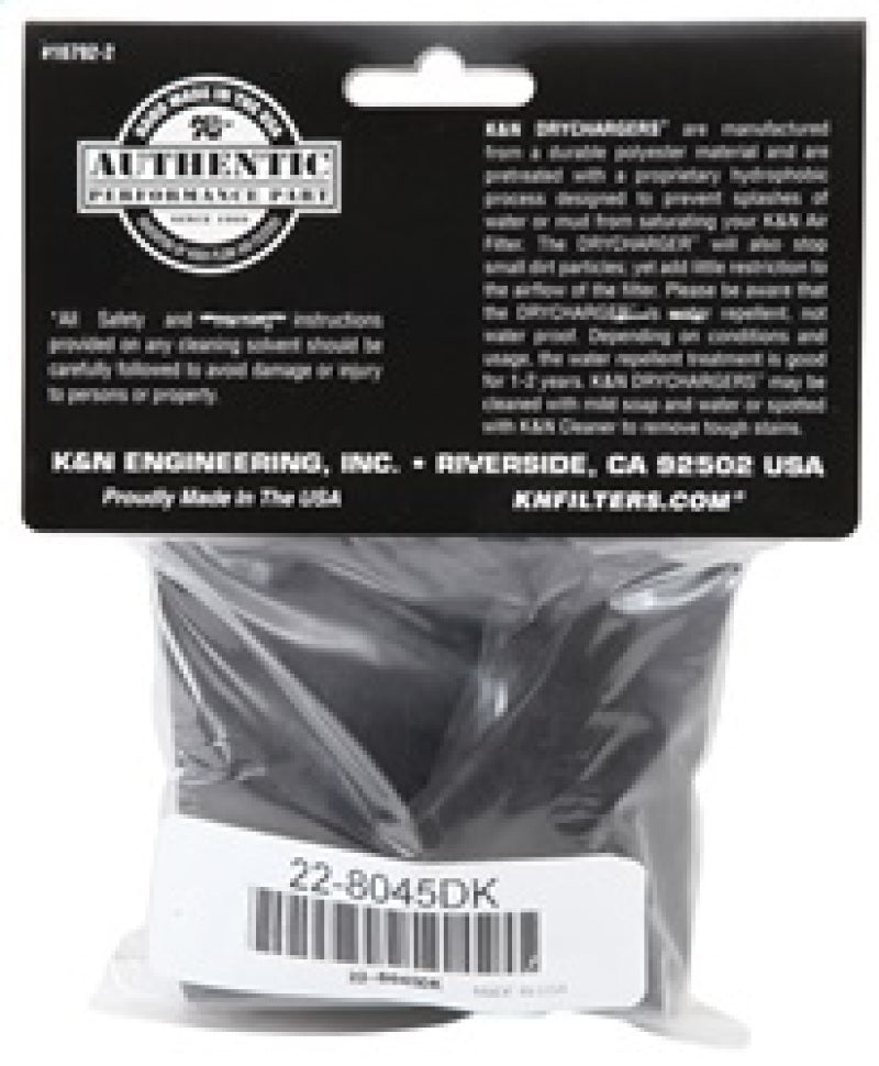 K&N 6in ID x 6inH Closed Top Black Drycharger Air Filter Wrap K&N Engineering Pre-Filters