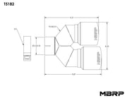 MBRP 3in ID / Dual 4in OD Out Staggered L 9.87in / R 9.37in Single Wall T304 SS Univ Exhaust Tip MBRP Tips