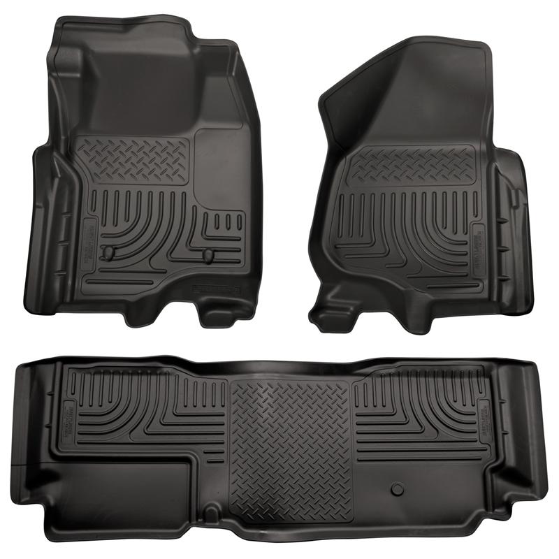 Husky Liners 11-12 Ford SD Super Cab WeatherBeater Combo Black Floor Liners (w/o Manual Trans Case)