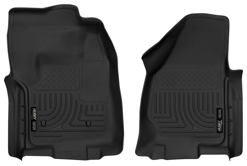 Husky Liners 12-16 Ford F-250/F-350 Standard Cab w/o Trans Case Shifter XAC Black Front Floor Liners Husky Liners Floor Mats - Rubber