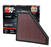 K&N Replacement Panel Air Filter 12.313in OS L x 10.313in OS W x 1.188in H for 13-14 Cadillac ATS K&N Engineering Air Filters - Drop In